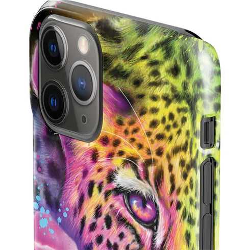 Neon Rainbow Cheetah with Rose by Sheena Pike iPhone 11 Pro Lite Case