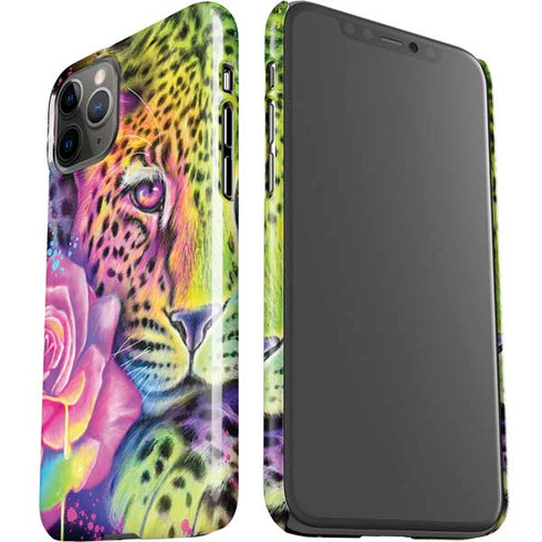 Neon Rainbow Cheetah with Rose by Sheena Pike iPhone 11 Pro Lite Case