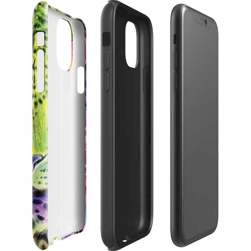 Neon Rainbow Cheetah with Rose by Sheena Pike iPhone 11 Pro Max Impact Case
