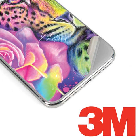 Neon Rainbow Cheetah with Rose by Sheena Pike iPhone 11 Pro Skin