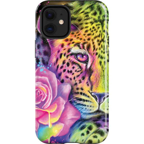 Neon Rainbow Cheetah with Rose by Sheena Pike iPhone 12 Mini Impact Case