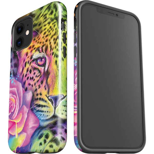 Neon Rainbow Cheetah with Rose by Sheena Pike iPhone 12 Mini Impact Case