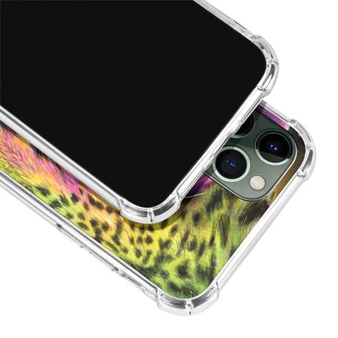 Neon Rainbow Cheetah with Rose by Sheena Pike iPhone 12 Pro Clear Case