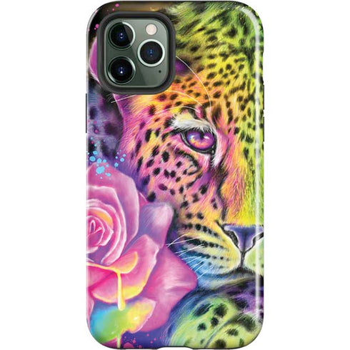 Neon Rainbow Cheetah with Rose by Sheena Pike iPhone 12 Pro Impact Case