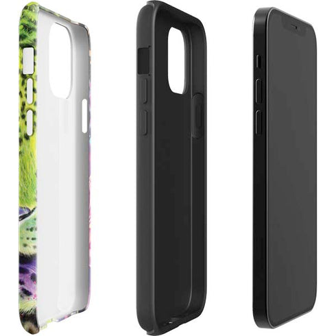 Neon Rainbow Cheetah with Rose by Sheena Pike iPhone 12 Pro Impact Case
