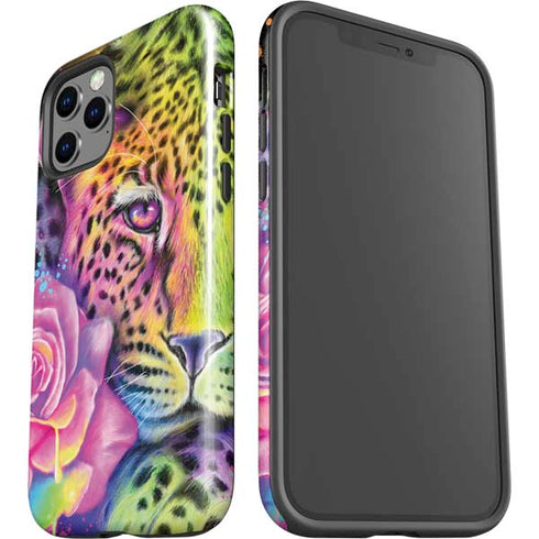 Neon Rainbow Cheetah with Rose by Sheena Pike iPhone 12 Pro Impact Case