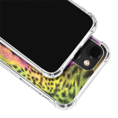 Neon Rainbow Cheetah with Rose by Sheena Pike iPhone 13 Mini Clear Case