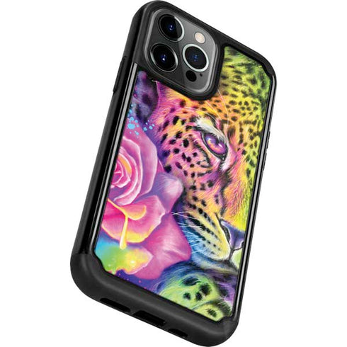 Neon Rainbow Cheetah with Rose by Sheena Pike iPhone 13 Pro Cargo Case