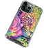 Neon Rainbow Cheetah with Rose by Sheena Pike iPhone 13 Pro Clear Case