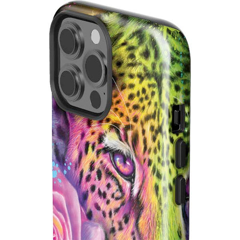 Neon Rainbow Cheetah with Rose by Sheena Pike iPhone 13 Pro Max Impact Case