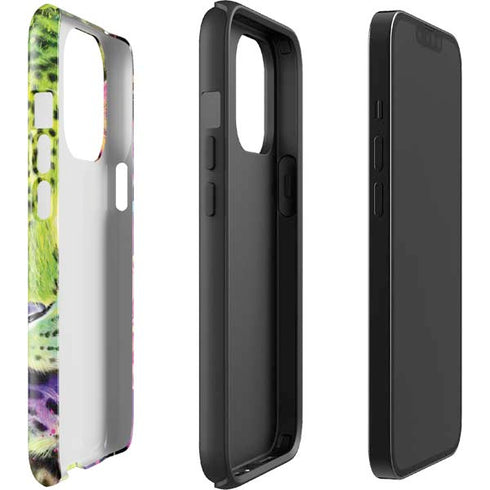 Neon Rainbow Cheetah with Rose by Sheena Pike iPhone 14 Pro Impact Case
