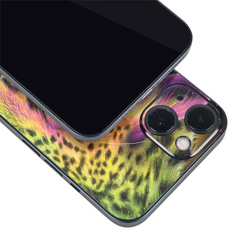 Neon Rainbow Cheetah with Rose by Sheena Pike iPhone 14 Skin