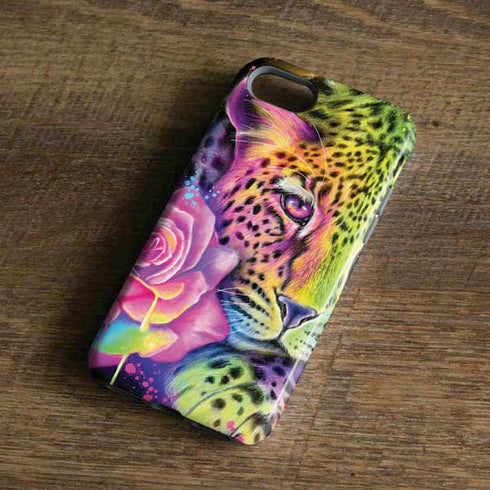 Neon Rainbow Cheetah with Rose by Sheena Pike iPhone 7 Pro Case