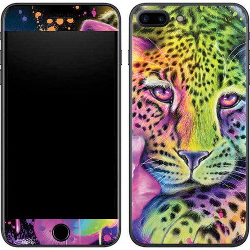 Neon Rainbow Cheetah with Rose by Sheena Pike iPhone 8 Plus Skin