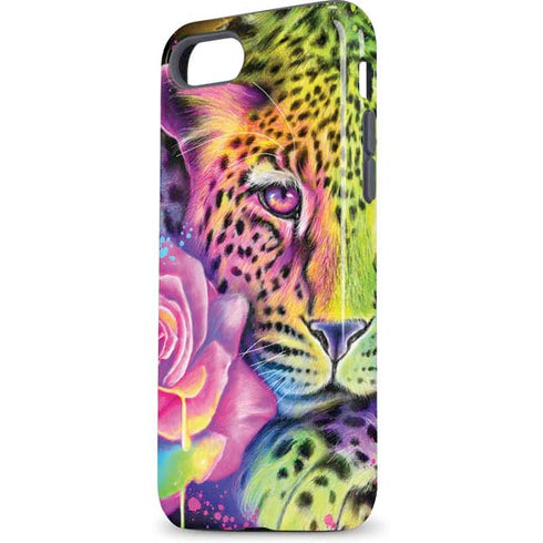 Neon Rainbow Cheetah with Rose by Sheena Pike iPhone 8 Pro Case
