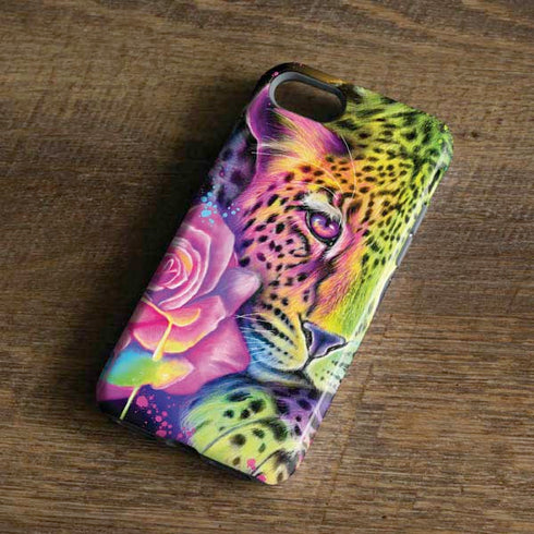 Neon Rainbow Cheetah with Rose by Sheena Pike iPhone 8 Pro Case