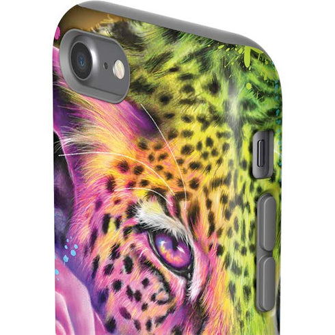 Neon Rainbow Cheetah with Rose by Sheena Pike iPhone SE (2nd & 3rd Gen) Pro Case
