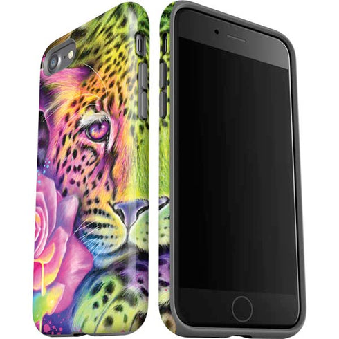 Neon Rainbow Cheetah with Rose by Sheena Pike iPhone SE (2nd & 3rd Gen) Pro Case
