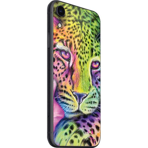 Neon Rainbow Cheetah with Rose by Sheena Pike iPhone SE (2nd & 3rd Gen) Skin