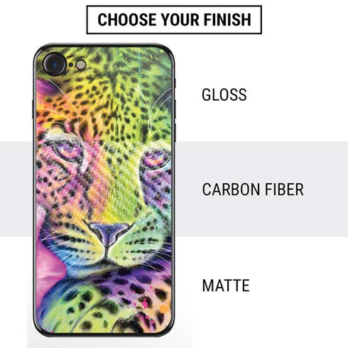 Neon Rainbow Cheetah with Rose by Sheena Pike iPhone SE (2nd & 3rd Gen) Skin