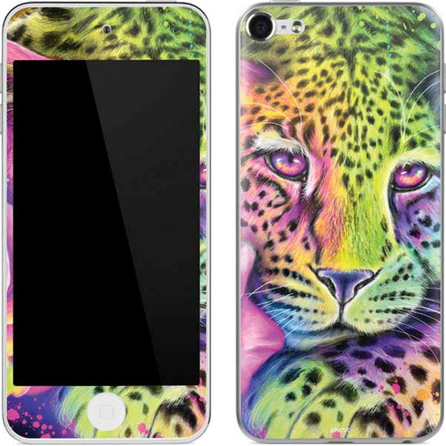 Neon Rainbow Cheetah with Rose by Sheena Pike Apple iPod Skin