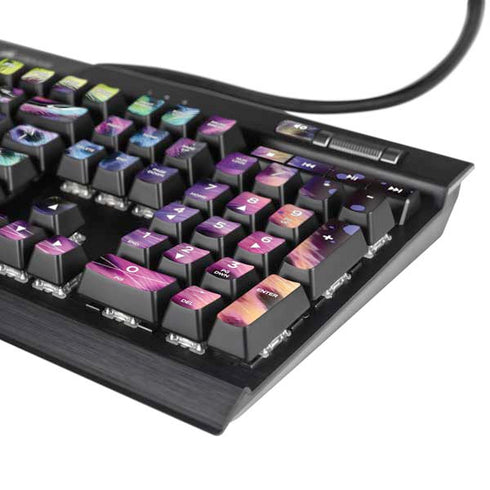 Neon Rainbow Cheetah with Rose by Sheena Pike K95 RGB PLATINUM Mechanical Gaming Keyboard Skin