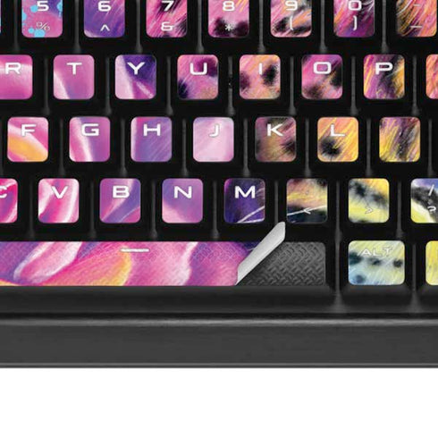 Neon Rainbow Cheetah with Rose by Sheena Pike K95 RGB PLATINUM Mechanical Gaming Keyboard Skin