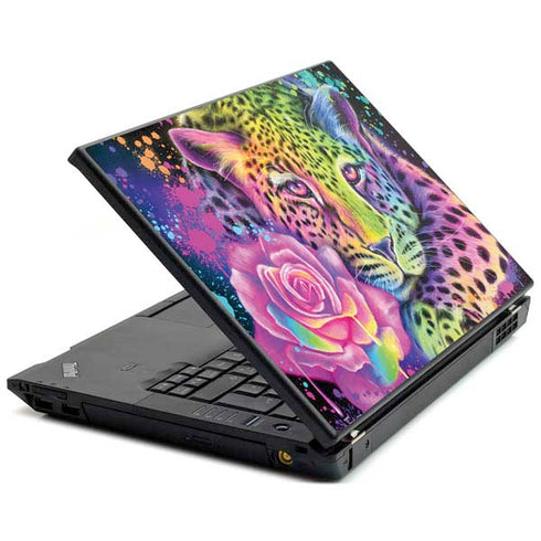 Neon Rainbow Cheetah with Rose by Sheena Pike Lenovo T420 Skin