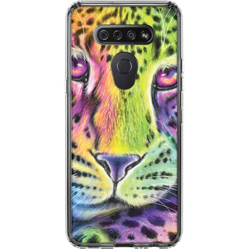 Neon Rainbow Cheetah with Rose by Sheena Pike LG K51/Q51 Clear Case