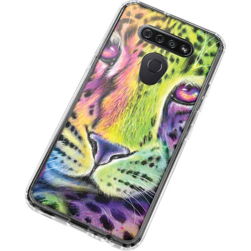 Neon Rainbow Cheetah with Rose by Sheena Pike LG K51/Q51 Clear Case