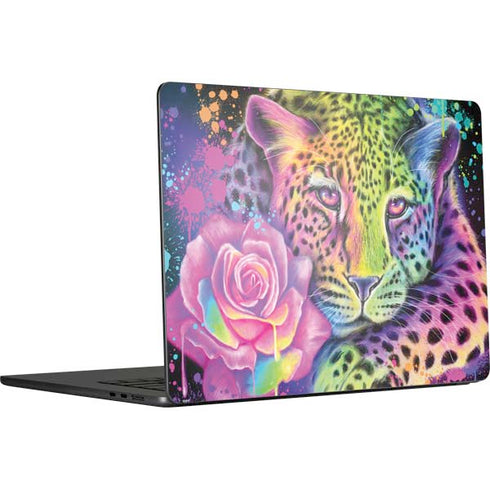 Neon Rainbow Cheetah with Rose by Sheena Pike MacBook Air 15 in (2023) Skin