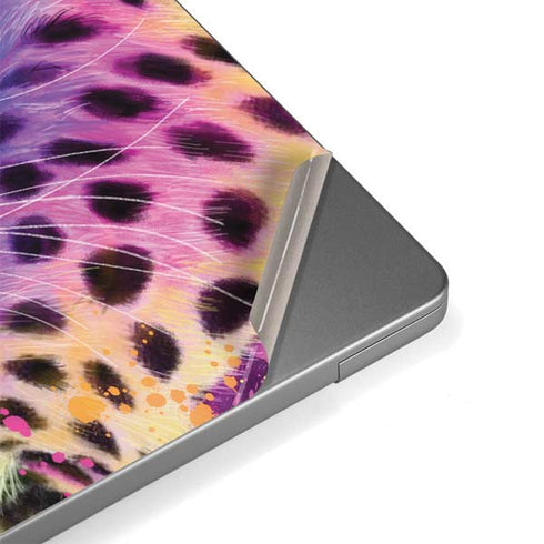 Neon Rainbow Cheetah with Rose by Sheena Pike MacBook Pro 14in (2021-24) Skin