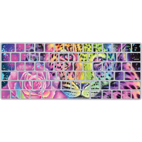 Neon Rainbow Cheetah with Rose by Sheena Pike Magic Keyboard Skin