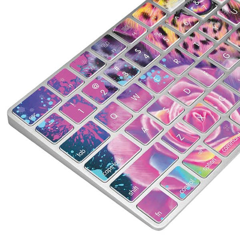 Neon Rainbow Cheetah with Rose by Sheena Pike Magic Keyboard Skin