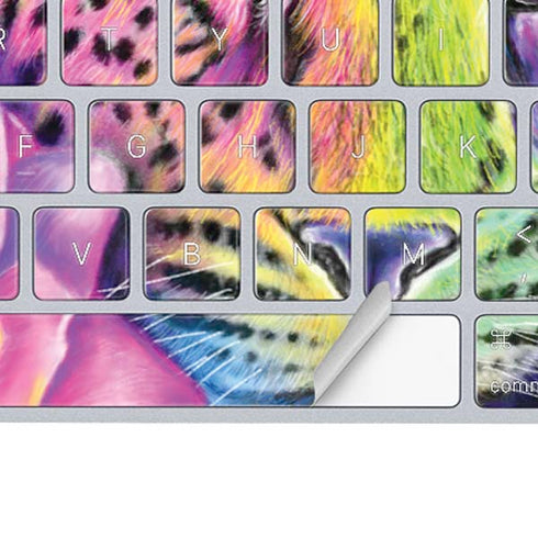 Neon Rainbow Cheetah with Rose by Sheena Pike Magic Keyboard Skin