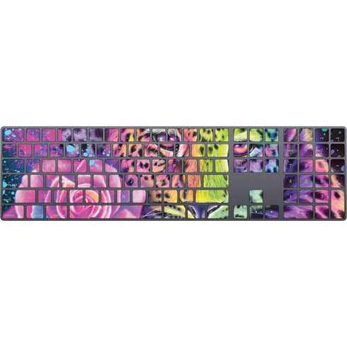 Neon Rainbow Cheetah with Rose by Sheena Pike Magic Keyboard with Numeric Keypad Skin