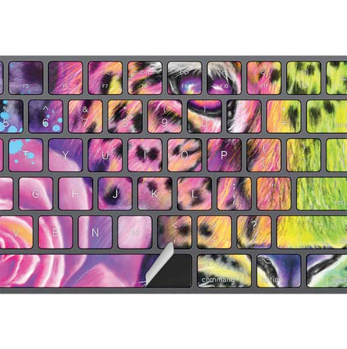 Neon Rainbow Cheetah with Rose by Sheena Pike Magic Keyboard with Numeric Keypad Skin