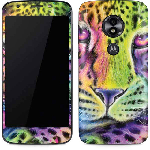 Neon Rainbow Cheetah with Rose by Sheena Pike Moto E5 Play Skin
