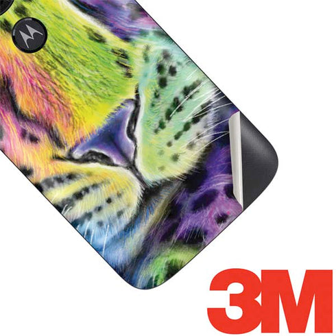Neon Rainbow Cheetah with Rose by Sheena Pike Moto E5 Play Skin