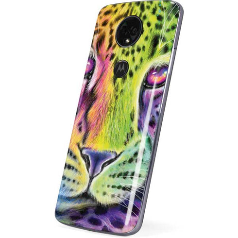 Neon Rainbow Cheetah with Rose by Sheena Pike Moto E5 Plus Skin