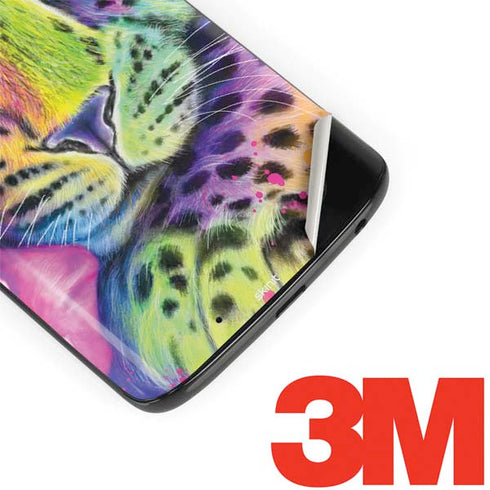 Neon Rainbow Cheetah with Rose by Sheena Pike Moto G6 Skin