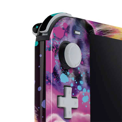 Neon Rainbow Cheetah with Rose by Sheena Pike Nintendo Switch Lite Skin