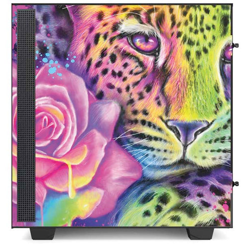 Neon Rainbow Cheetah with Rose by Sheena Pike NZXT H510 Compact ATX Mid-Tower Case Skin