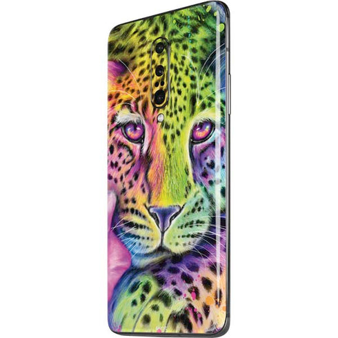 Neon Rainbow Cheetah with Rose by Sheena Pike OnePlus 7 Pro Skin