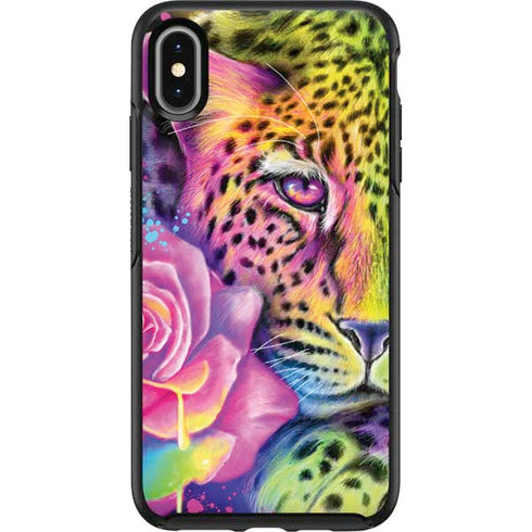 Neon Rainbow Cheetah with Rose by Sheena Pike Otterbox Symmetry iPhone Skin