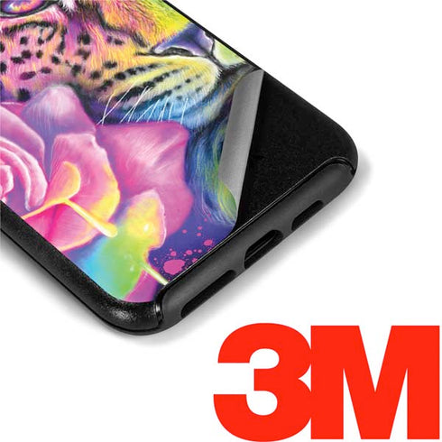 Neon Rainbow Cheetah with Rose by Sheena Pike Otterbox Symmetry iPhone Skin