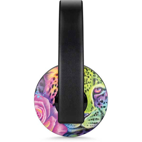 Neon Rainbow Cheetah with Rose by Sheena Pike PlayStation 4 Gold Wireless Headset Skin