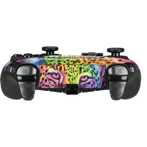 Neon Rainbow Cheetah with Rose by Sheena Pike PlayStation Scuf Vantage 2 Controller Skin