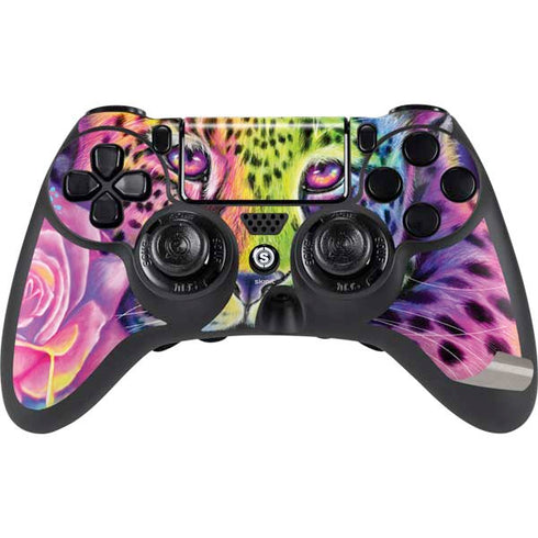 Neon Rainbow Cheetah with Rose by Sheena Pike PS4/PC SCUF Impact Controller Skin