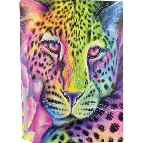 Neon Rainbow Cheetah with Rose by Sheena Pike PS5 Bundle Skin